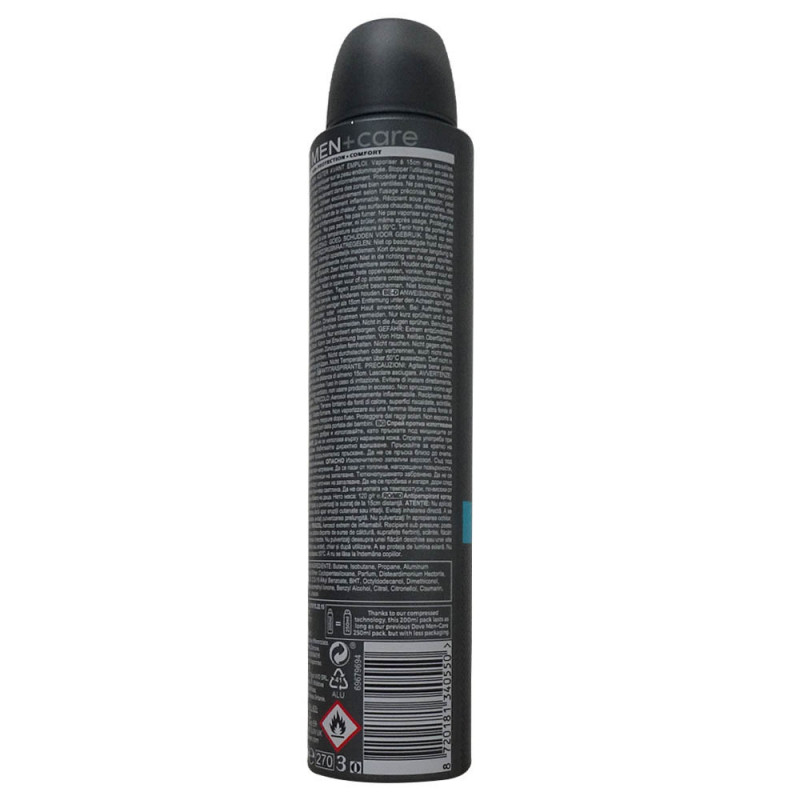 Dove Men+Care Clean Comfort Desodorante Antitranspirante 48h, Fórmula con ¼ de Crema Hidratante, Pack Ahorro 6 x 200 ml – Aerosol para Hombre, Frescura Limpia y Duradera - Imagen 4